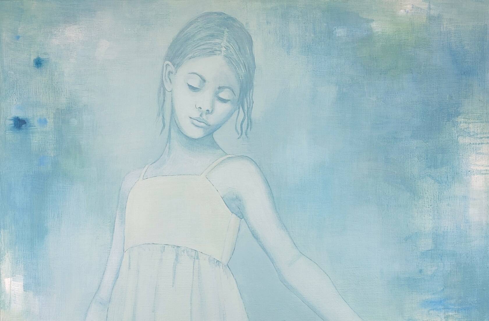 Maalauksessa tyttö tanssii.